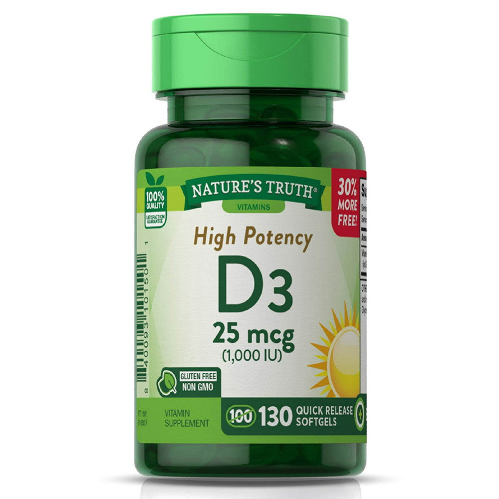Natures Truth High Potency Vitamin D3 1000 IU Softgels, 130 Ea